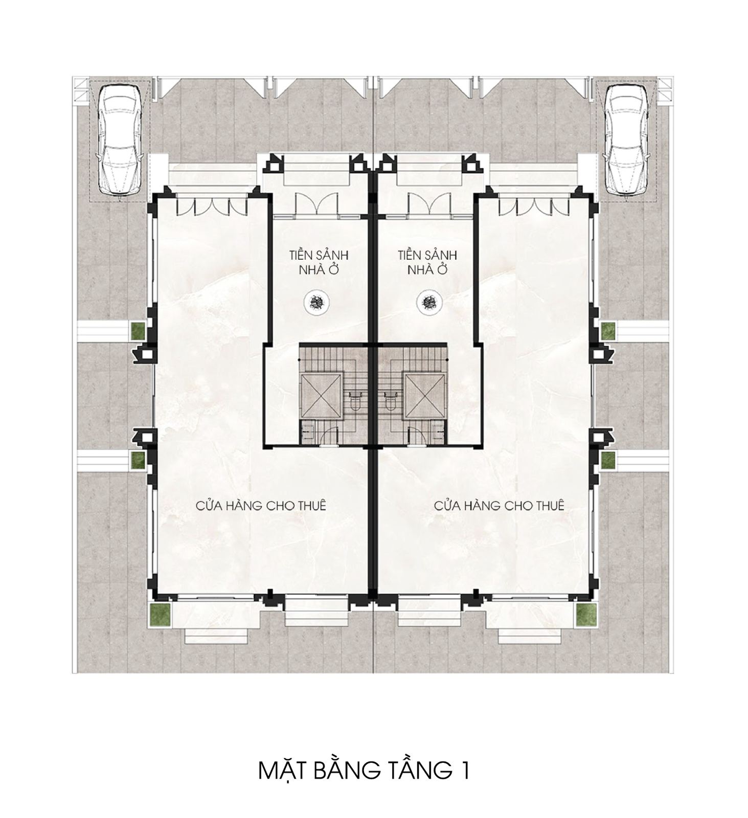 Mặt bằng biệt thự song lập